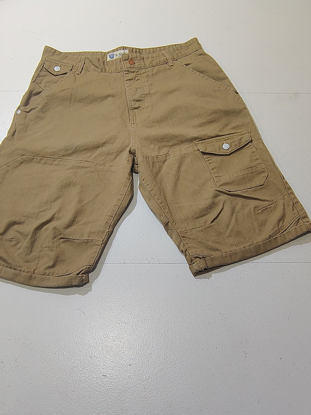 Worior Collection Mens  Khaki Cargo Shorts 100% Cotton  Size 30